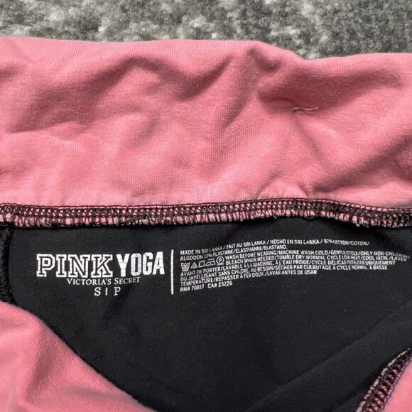 Victoria Secret PINK Yoga Foldover Leggings Pants Small Black Pink Y2K Bling - Picture 5 of 9